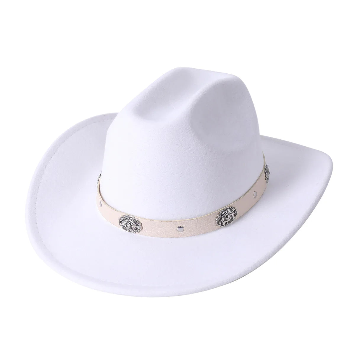 Cowboy Hat Fashion Chic Unisex Solid Color Jazz Hat With Bull Shaped Decor Western Cowboy Hats