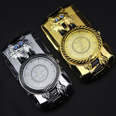 Gold Watch Windproof Jet Butane Lighter Torch Turbo Gas Inflatable Lighter Cigar Cigarette Accessories Men's Gift