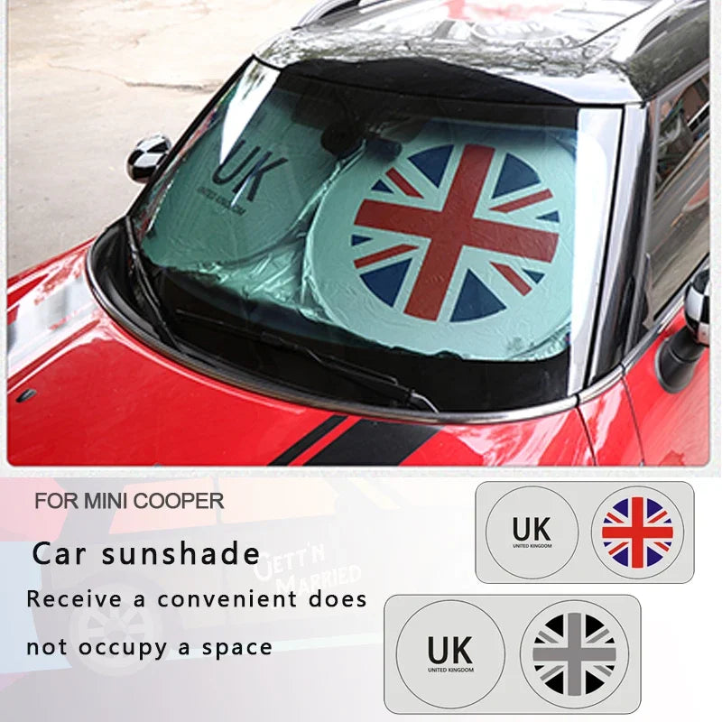 Car Sun Shade Cover Protect Windshield Sunshade UK Flag Logo For Mini Cooper