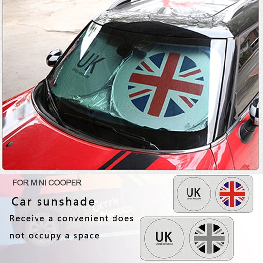 Car Sun Shade Cover Protect Windshield Sunshade UK Flag Logo For Mini Cooper