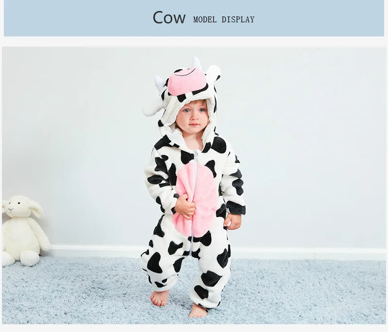 Baby Rompers Winter Costume Flannel for Girl Boy Toddler Infant Clothes Kids Overall Animals