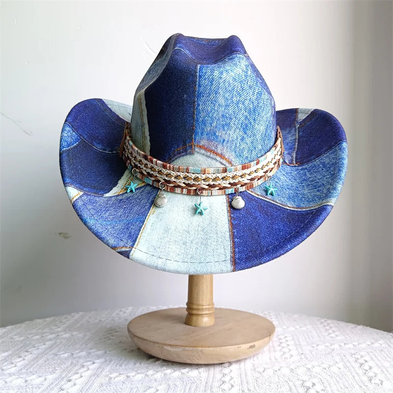 Cowboy Hat Fashion Chic Unisex Solid Color Jazz Hat With Bull Shaped Decor Western Cowboy Hats