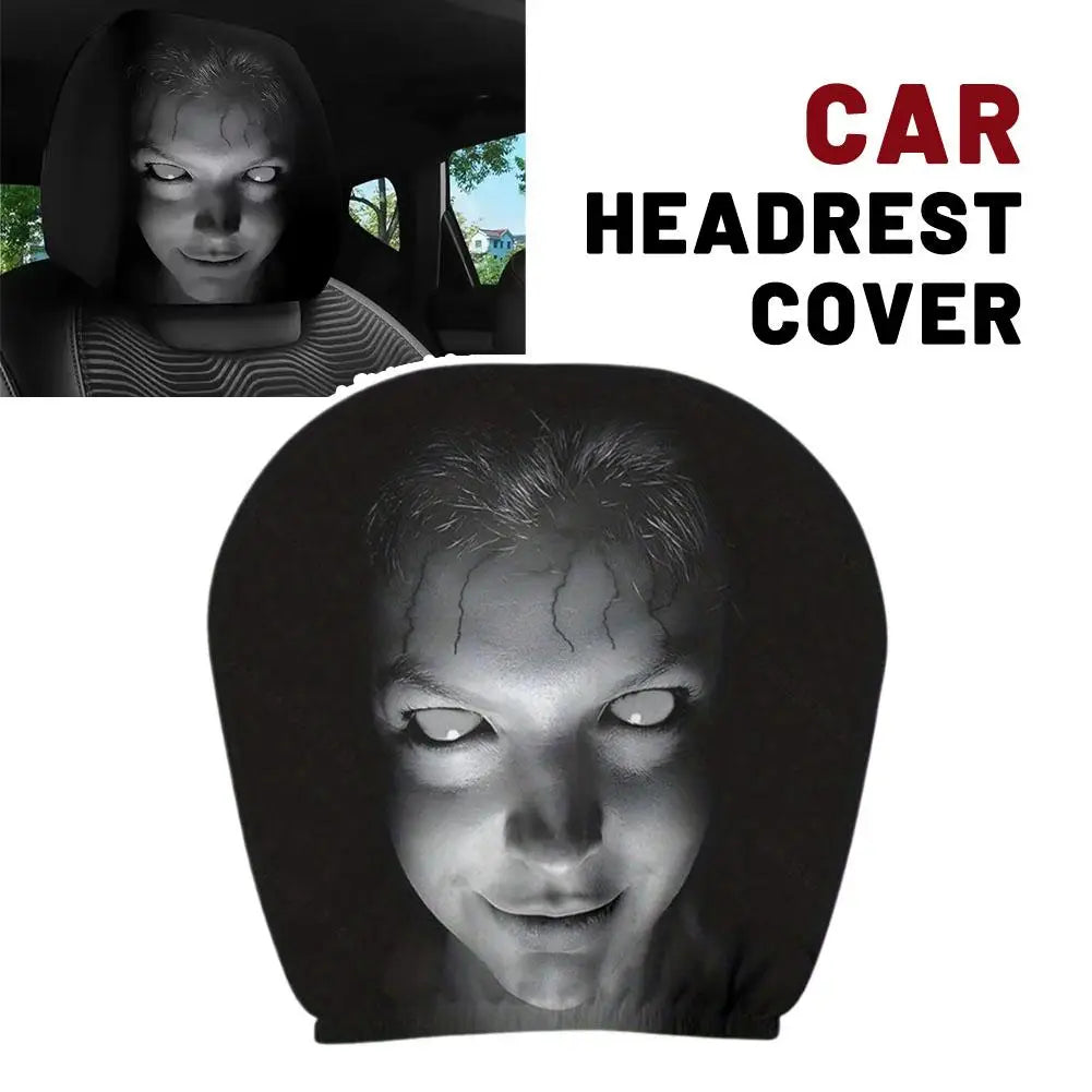 2Pcs Halloween Decor Car Seat Cover Horror Design Car Headrest Covers Breathable Elastic Car Headrest Cover for Sedan, Truck, SUV