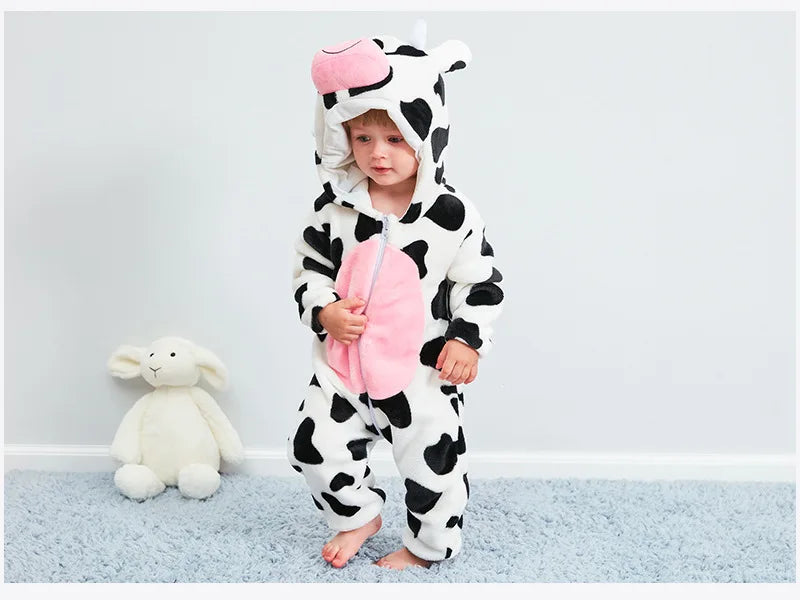 Baby Rompers Winter Costume Flannel for Girl Boy Toddler Infant Clothes Kids Overall Animals