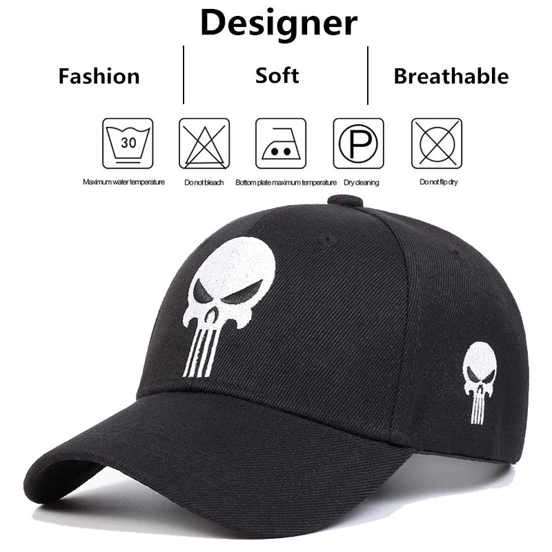 Skull Head Embroidery Baseball Caps Spring Autumn Outdoor Adjustable Casual Hats Sunscreen Hat