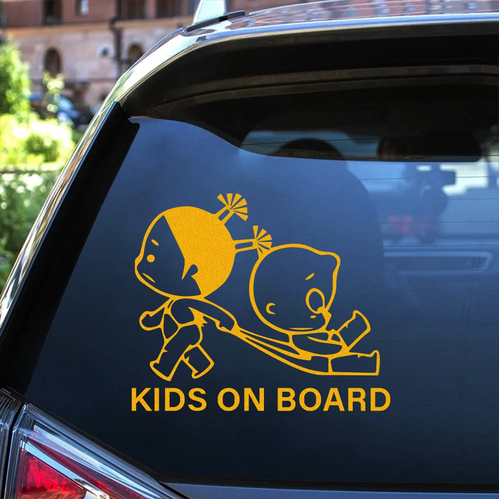 Reflective Kids On Board Safety Warning Sign Car Body Window Windshield Creative Vinyl Decal Sticker Decoration Auto Accessories