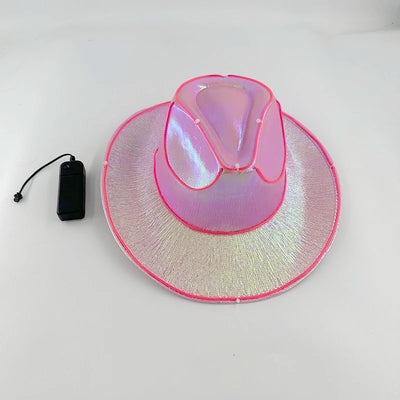 Pearlescent Cowboy Hat Dance Costume Decorate Glowing Cowgirl Cap Glowing For Neon NightClub