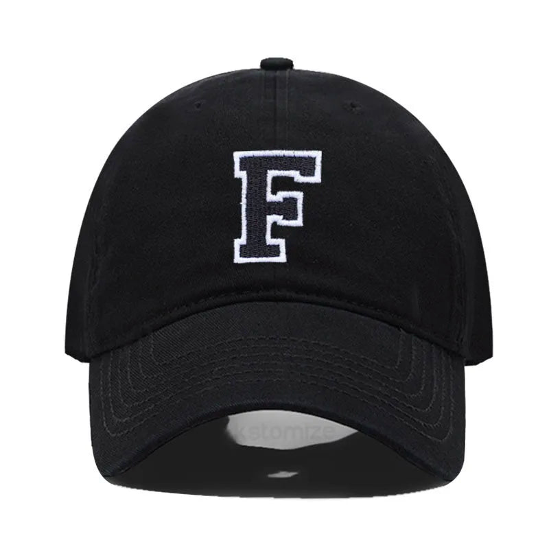 Letter A-Z Embroider Baseball Cap For Men Womne High Quality Soft Cotton Fashion Team Sport Visors Snapback Caps
