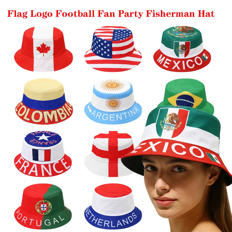 Countries National Flag Bucket Hat Men Women Football Fan Party Football Cup Reversible Sun Hat Soccer Fans