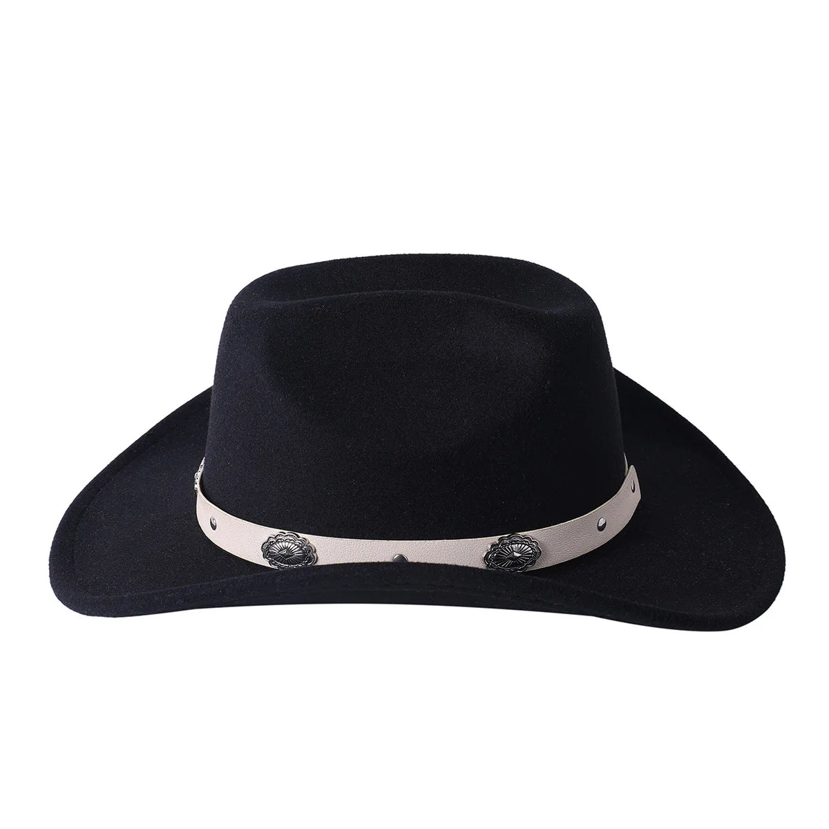 Cowboy Hat Fashion Chic Unisex Solid Color Jazz Hat With Bull Shaped Decor Western Cowboy Hats