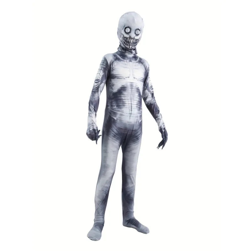 Kids Halloween Grim Reaper Skeleton Zipper Jumpsuit Costume