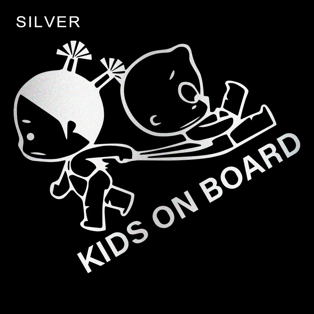 Reflective Kids On Board Safety Warning Sign Car Body Window Windshield Creative Vinyl Decal Sticker Decoration Auto Accessories