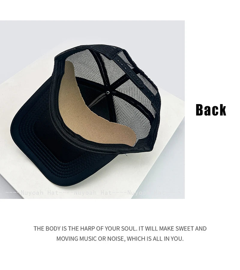 3D Printed Letter Smiling Face Baseball Hats Color Block Sunshade Hip Hop Breathable Trucker Caps Mesh