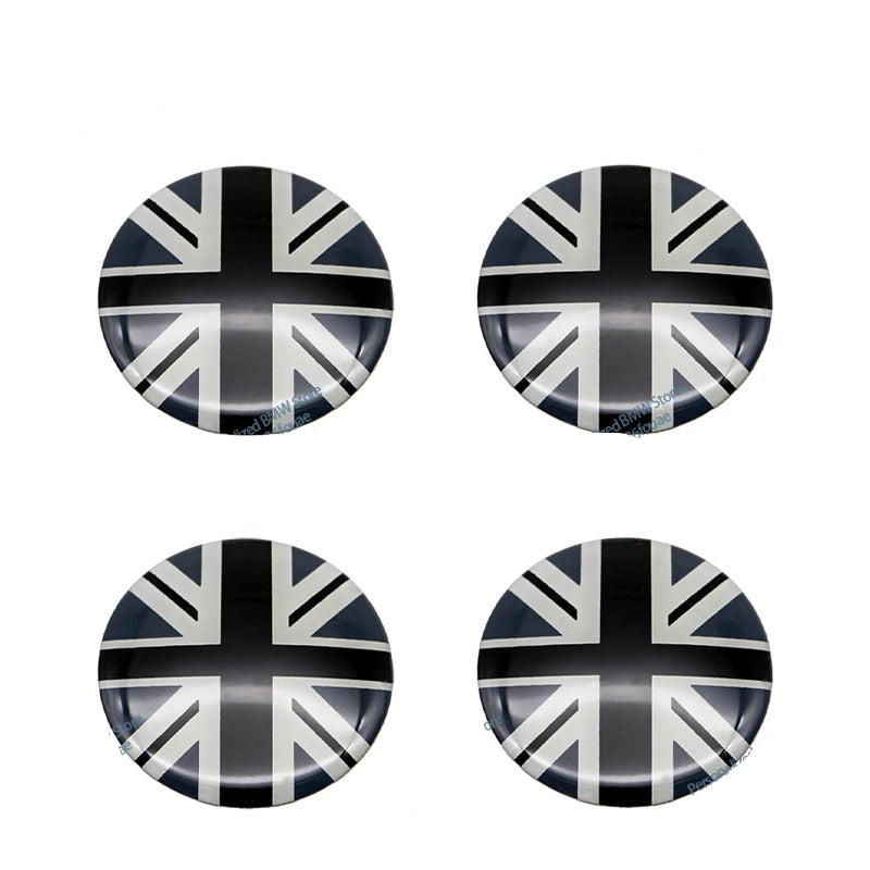 4pcs 52mm Car Wheel Center Cap Sticker Hub Cap Decal For MINI JHON COOPERR50 R52 F56 R53 F60 R57 R58 R59 R60 S Auto Accessories