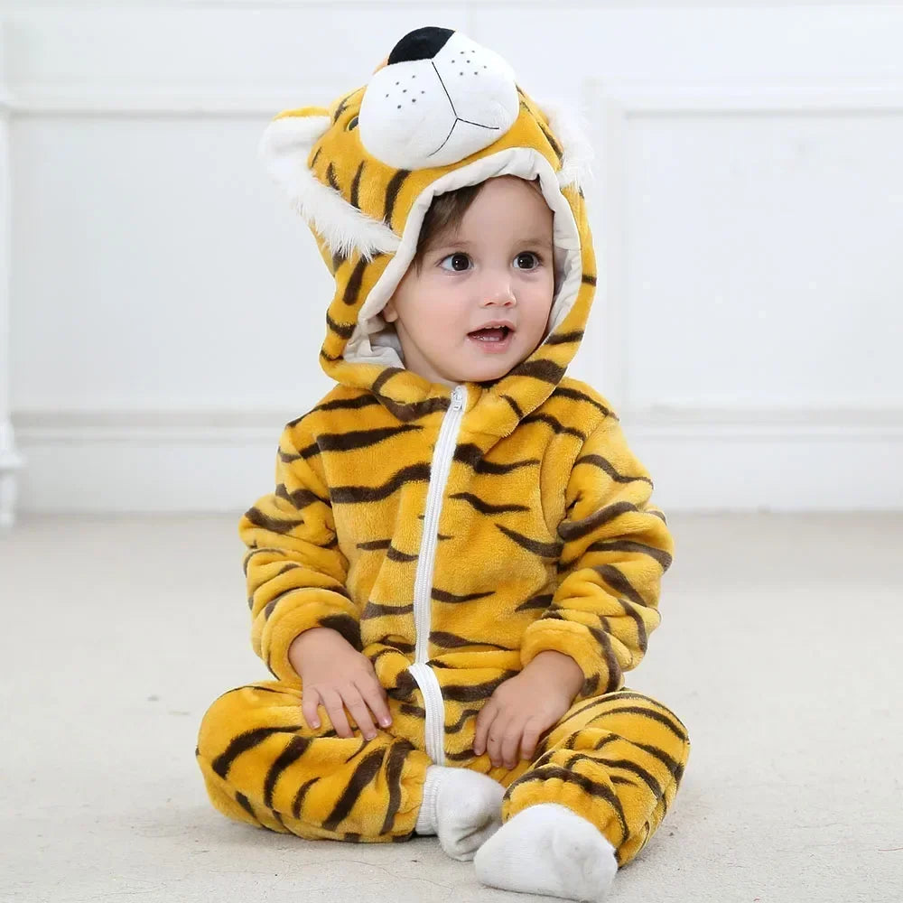 Baby Rompers Winter Costume Flannel for Girl Boy Toddler Infant Clothes Kids Overall Animals