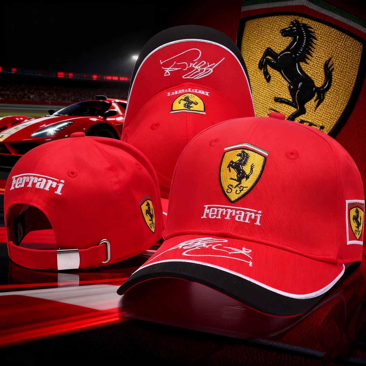 Baseball Hat Embroidered Racing Team Outdoor Sport Hat Men Women Sunshade Hat Accessory For Ferrari