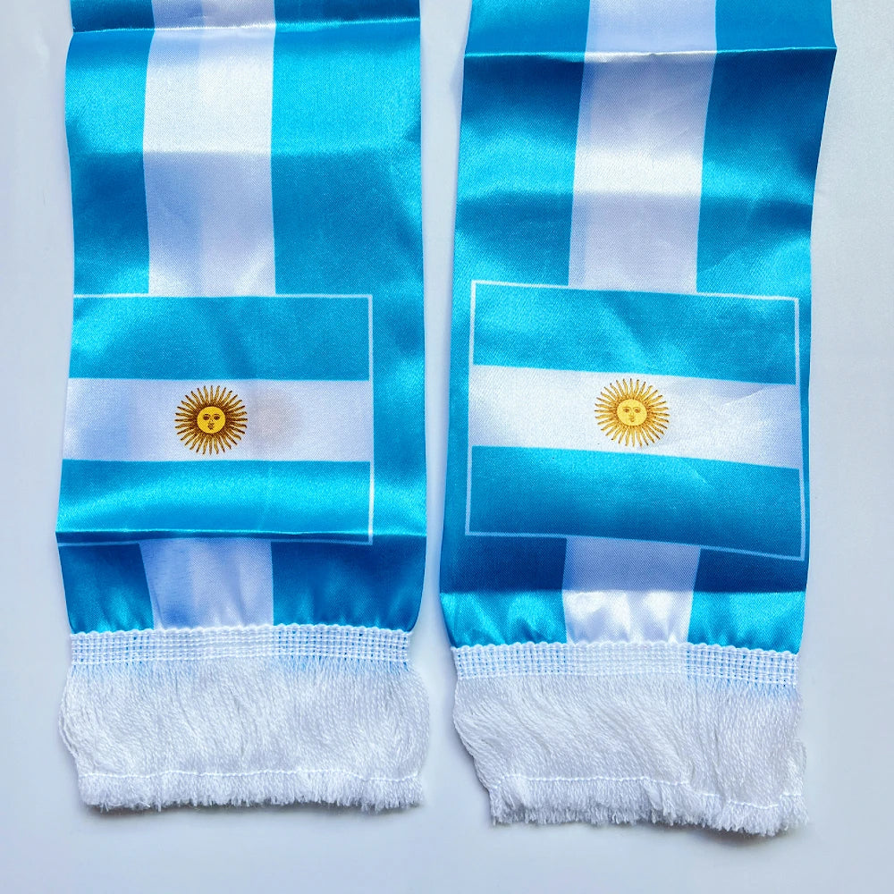 2026 Flag Scarf14x135cm Double-sided Printed Satin Haiti Flag Scarf Tassels Suitable for Football, Sports