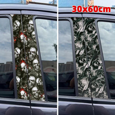 Car Exterior Stickers DIY Wrapping Skull Print Sticker Auto Body Decoration Self Adhesive Vinyl Wrap Film for Car Accessories