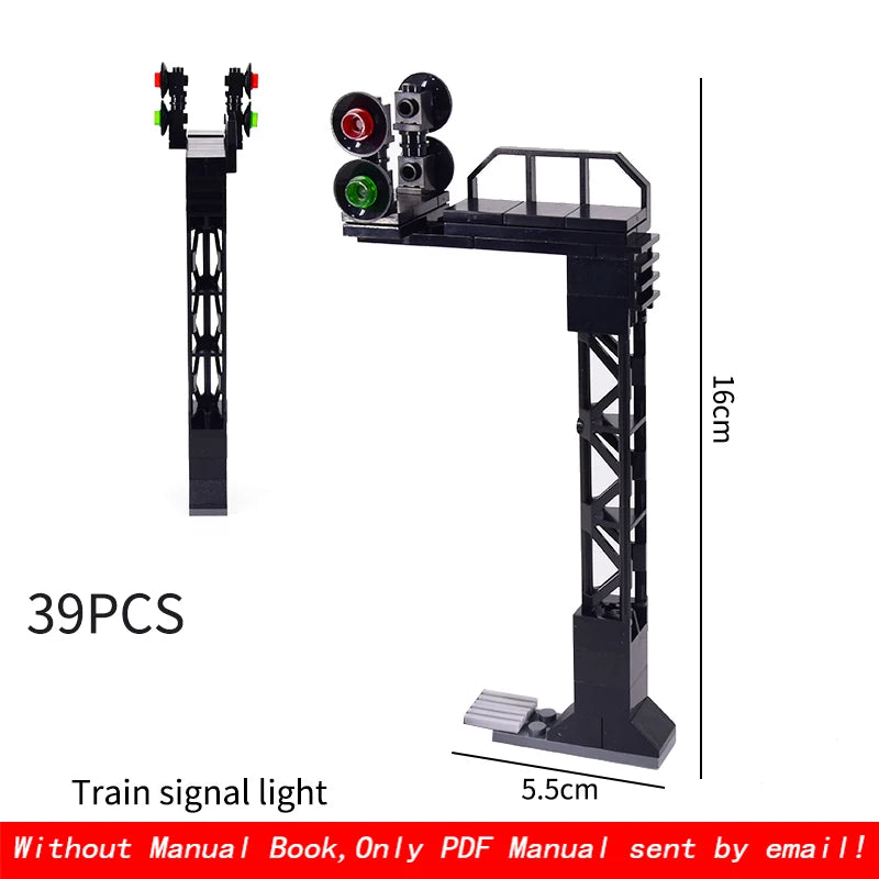 City Train Traffic lights Railing Crossing Railway Express Bricks Building Blocks DIY Toys for Kids gifts
