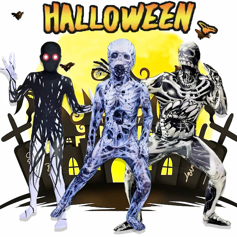 Halloween Kids Zombie Jumpsuit Costume Outfit for Children's Ghost Festival & Stage Performance Spooky Party Dress