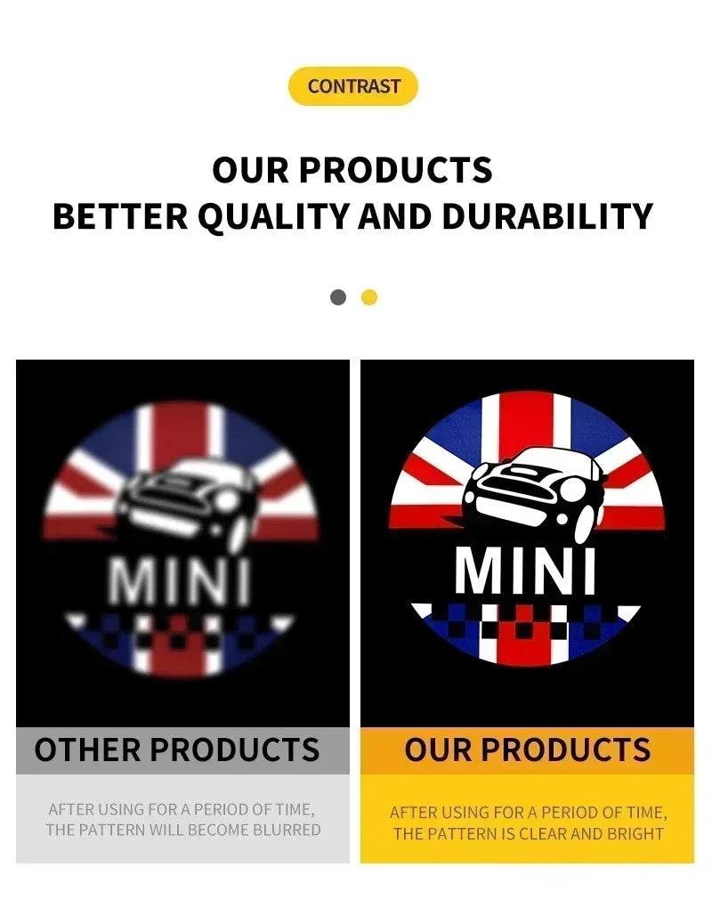 Car Door Welcome Lamps HD LED Laser Projectaor Lights 2PC For MINI Cooper One S JCW R56 R55 R53 F55 F56 R57 R60