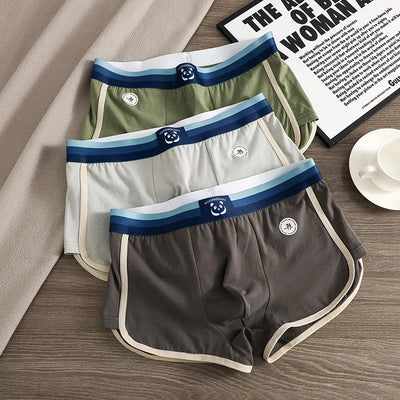 Antibacterial Big U Mesh Breathable Crotch Men's Panties 100% Cotton Trendy Underpants High Elastic Waist Boxers