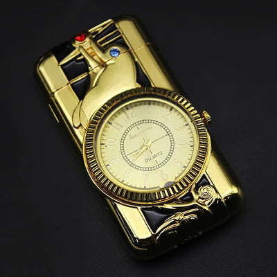 Gold Watch Windproof Jet Butane Lighter Torch Turbo Gas Inflatable Lighter Cigar Cigarette Accessories Men's Gift