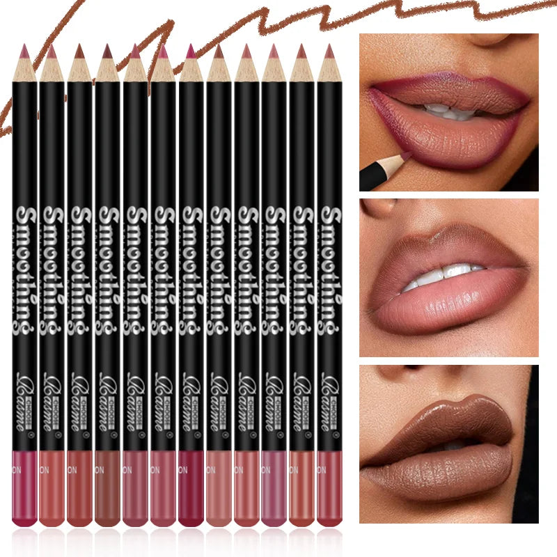 Long-Lasting Lipstick Set 12 pcs with Professional Lip Liner Pencil and Matte Lip Gloss for Women Valentine's Day Gifts