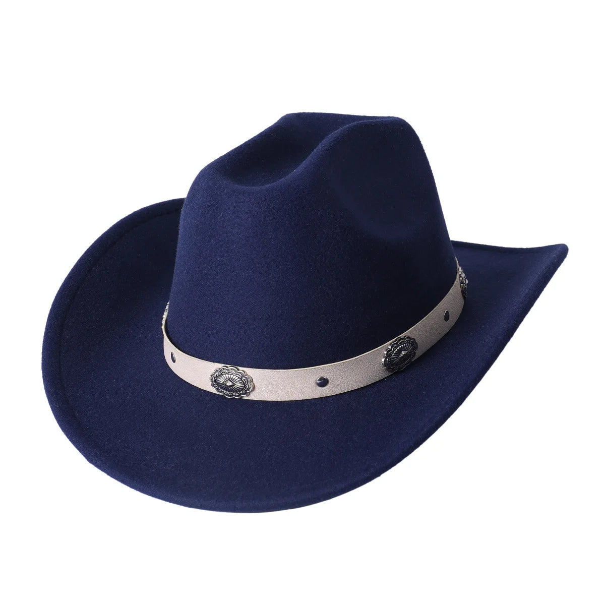Cowboy Hat Fashion Chic Unisex Solid Color Jazz Hat With Bull Shaped Decor Western Cowboy Hats