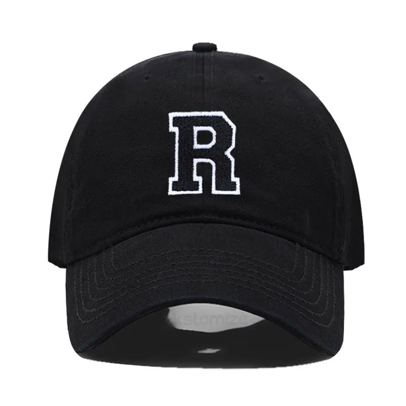 Letter A-Z Embroider Baseball Cap For Men Womne High Quality Soft Cotton Fashion Team Sport Visors Snapback Caps