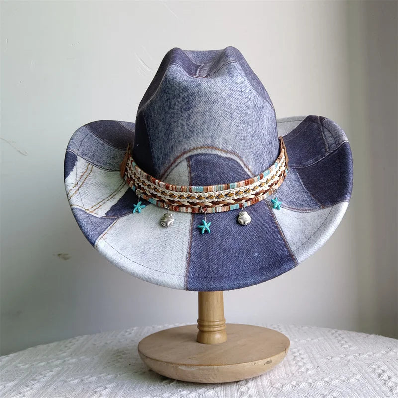Cowboy Hat Fashion Chic Unisex Solid Color Jazz Hat With Bull Shaped Decor Western Cowboy Hats