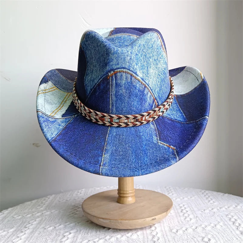Cowboy Hat Fashion Chic Unisex Solid Color Jazz Hat With Bull Shaped Decor Western Cowboy Hats