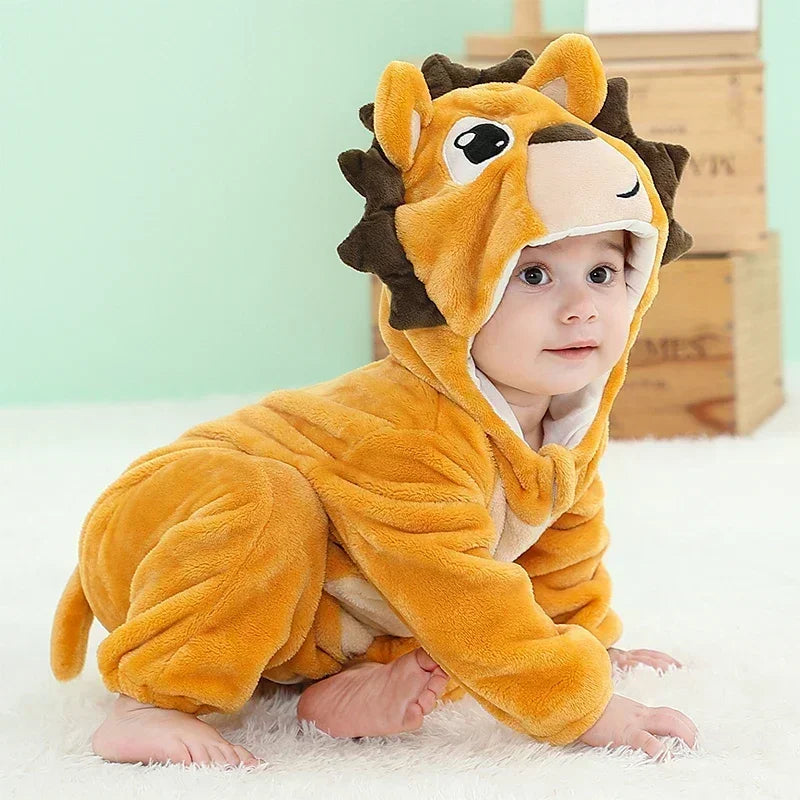 Baby Rompers Winter Costume Flannel for Girl Boy Toddler Infant Clothes Kids Overall Animals