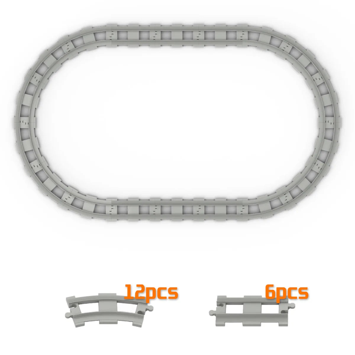 Building Block Light Gray Railroad Track Compatible Duplo Trains Parts kit Platform Curved Track Toy Set