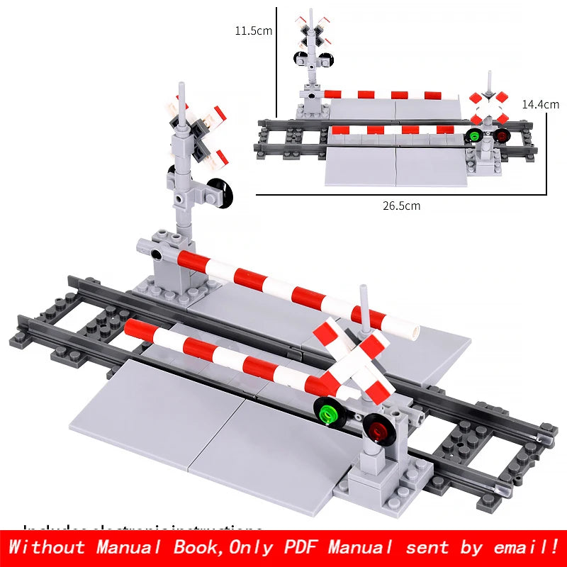 City Train Traffic lights Railing Crossing Railway Express Bricks Building Blocks DIY Toys for Kids gifts
