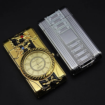 Gold Watch Windproof Jet Butane Lighter Torch Turbo Gas Inflatable Lighter Cigar Cigarette Accessories Men's Gift