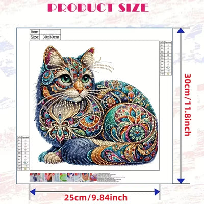 Cat Pattern Diamond Painting Kit, DIY 5D Special Shape Crystal Diamond Partial Diamond Painting Mosaic Making Craft Frameles