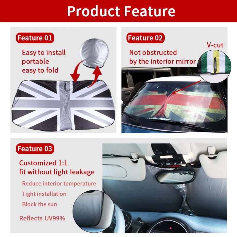 Car Windshield Sunshade Cover Blocks UV Ray Reflector For Mini Cooper One R50 R56 R60 F55 F56 R58 R59