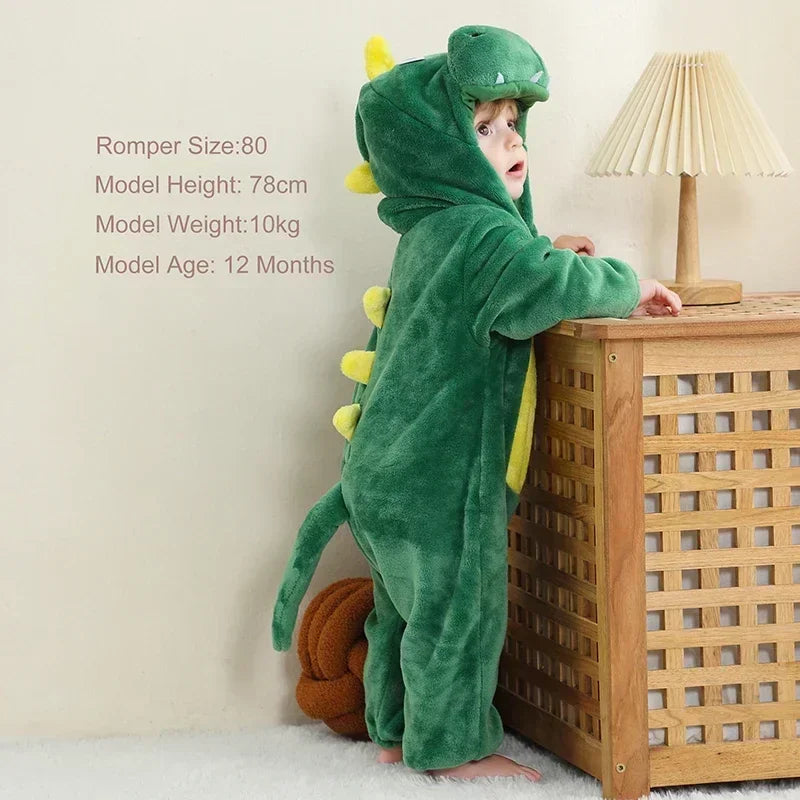 Baby Rompers Winter Costume Flannel for Girl Boy Toddler Infant Clothes Kids Overall Animals
