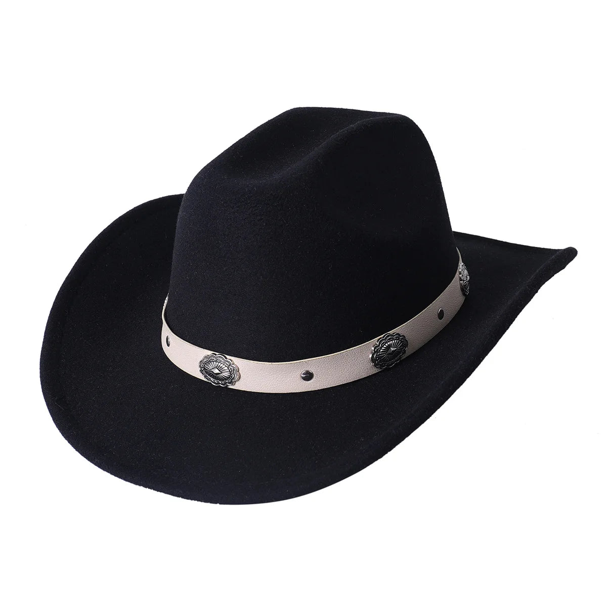 Cowboy Hat Fashion Chic Unisex Solid Color Jazz Hat With Bull Shaped Decor Western Cowboy Hats