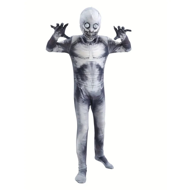 Kids Halloween Grim Reaper Skeleton Zipper Jumpsuit Costume