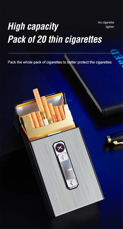 Charging Lighter Smoking Accessory 2 In 1 Waterproof Rechargeable Cigarette Case Holder