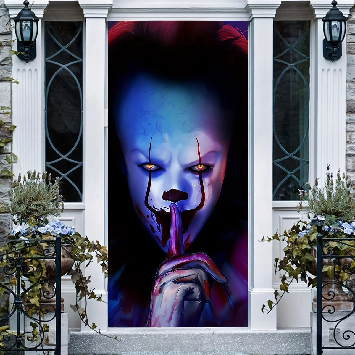 Halloween banner is decorated, served as a prank or treated to a creepy creepy IT themed background
