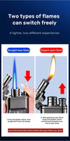 Clock Double Flame Creative Butane Gas Lighter Metal Convenient Outdoor Windproof Turbine Torch Jet Recycling Lighter