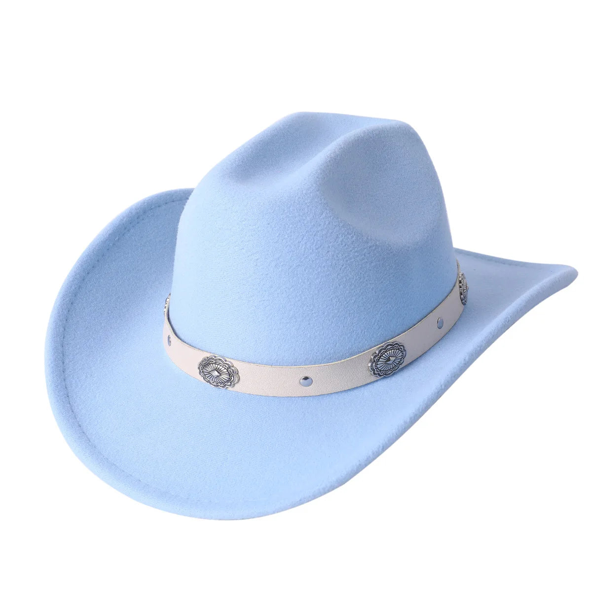Cowboy Hat Fashion Chic Unisex Solid Color Jazz Hat With Bull Shaped Decor Western Cowboy Hats