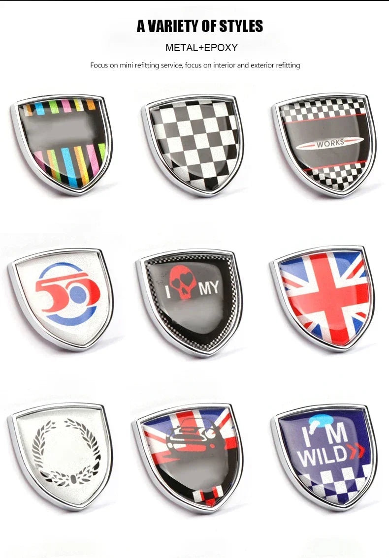 3D Adhesive Drop Process Metal Body Stickers For Mini Cooper R56 F55 Countryman Car Decals Cover Body Badge Stickers Emblem
