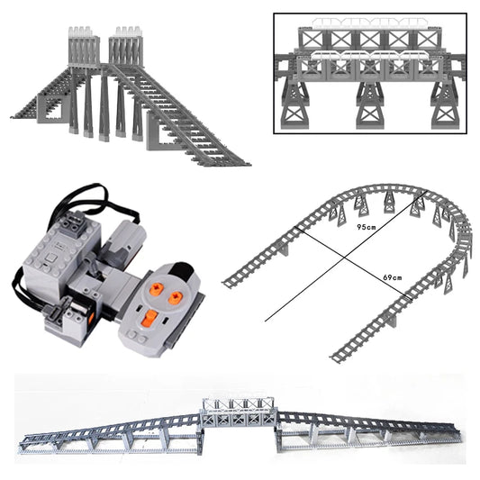 Model Set City Train Container Oil Tank Kits Mountain Railway Track Traffic Lights Leduo Block