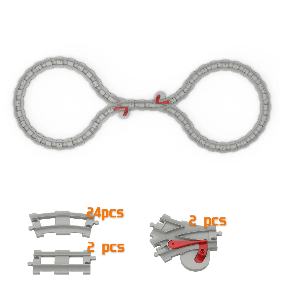 Building Block Light Gray Railroad Track Compatible Duplo Trains Parts kit Platform Curved Track Toy Set