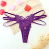 G-string Double Thin Straps Panties Lace Hollowed High Slit Thongs Butterfly Fun Underwear T-back Underpants