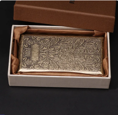 New 1 Retro Antiqued Bronze Cigarette Case 20pcs Capacity Cigarette Box Metal Cigarette Bag Outdoor Cigarette Storage